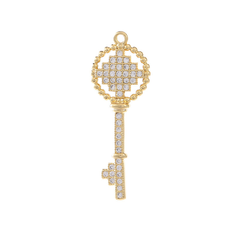 2 coeur carré Davidstar papillon goutte d'eau clé pendentif à breloque strass embelli 14K GF