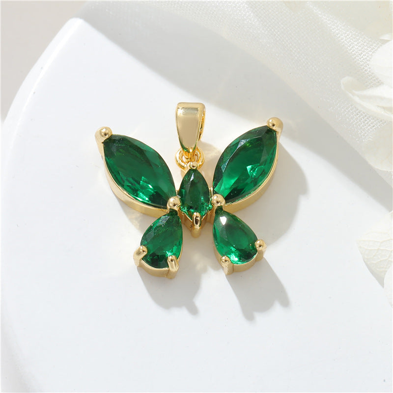 2 pendentif à breloque papillon carotte orange floral strass embelli 14K GF