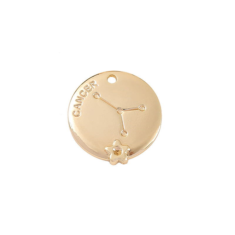 2 Round Zodiac Piece Charm Pendant 14K GF