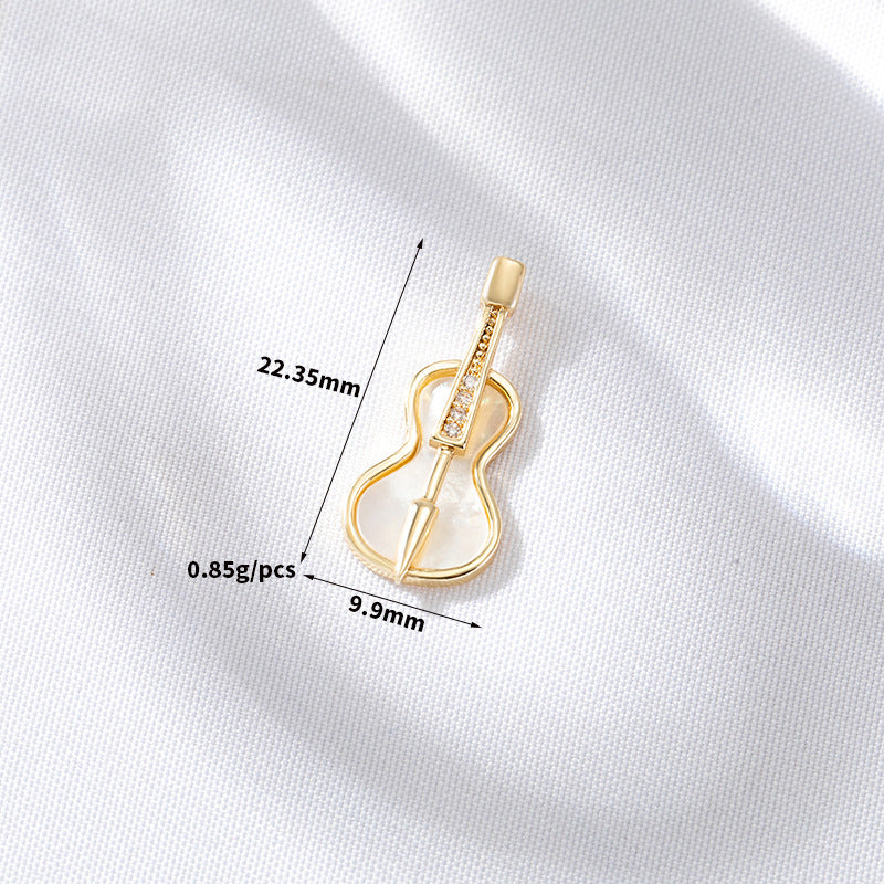 2 coeur étoile sirène queue de baleine violoncelle papillon clé nuage croix pendentif à breloque coquille strass embelli 14K GF