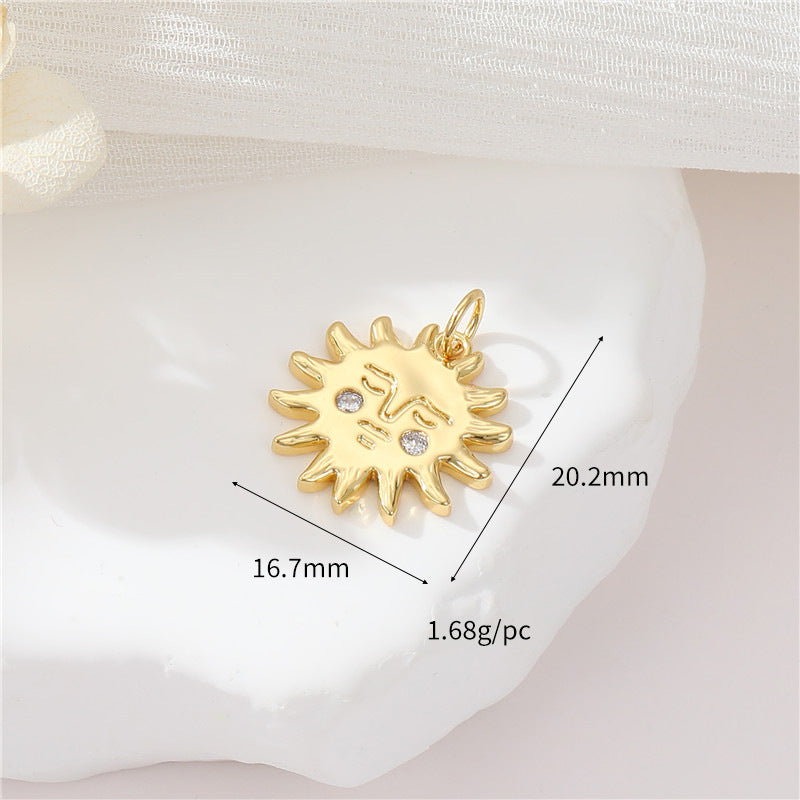 2 Evil Eye Moon Sun Charm Pendentif Émail Epoxy 14K GF Strass Embelli
