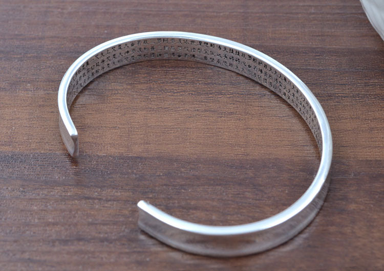 Sterling Silver Open Circle Om Mani Padme Hum Bangle S925 Finding