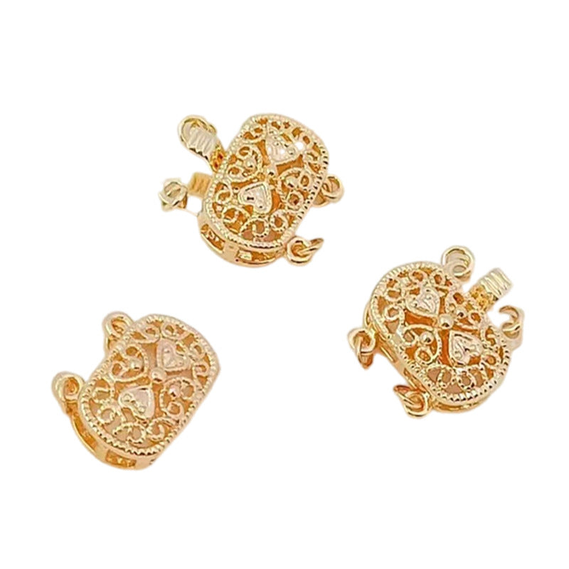 2 connecteurs à Double boucle pour fermoir Floral creux, connecteur de fermoirs pour collier et Bracelet, 14K GF