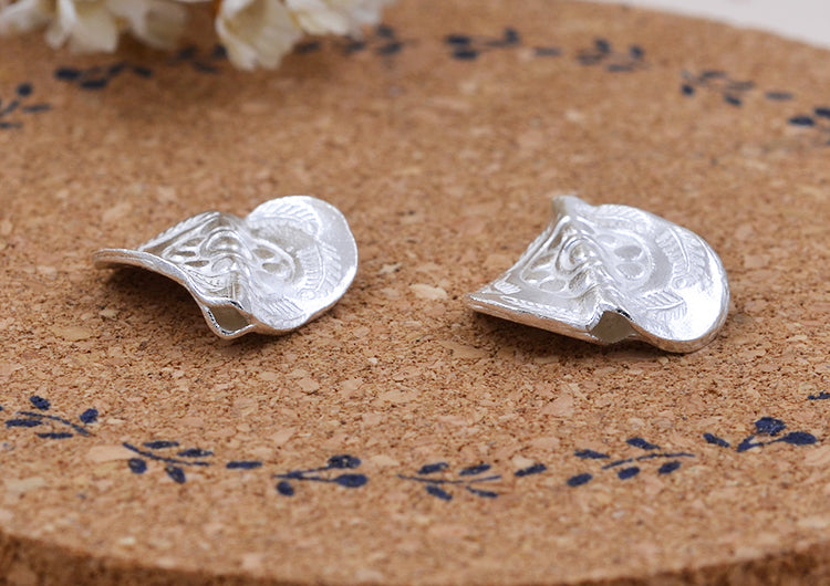 Perle d'espacement en forme de feuille de cœur sculptée en argent sterling S925