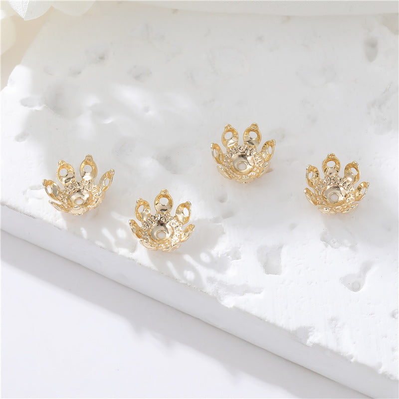 10 capuchons de perles florales, tasse 14K GF, entretoise de perles de charme