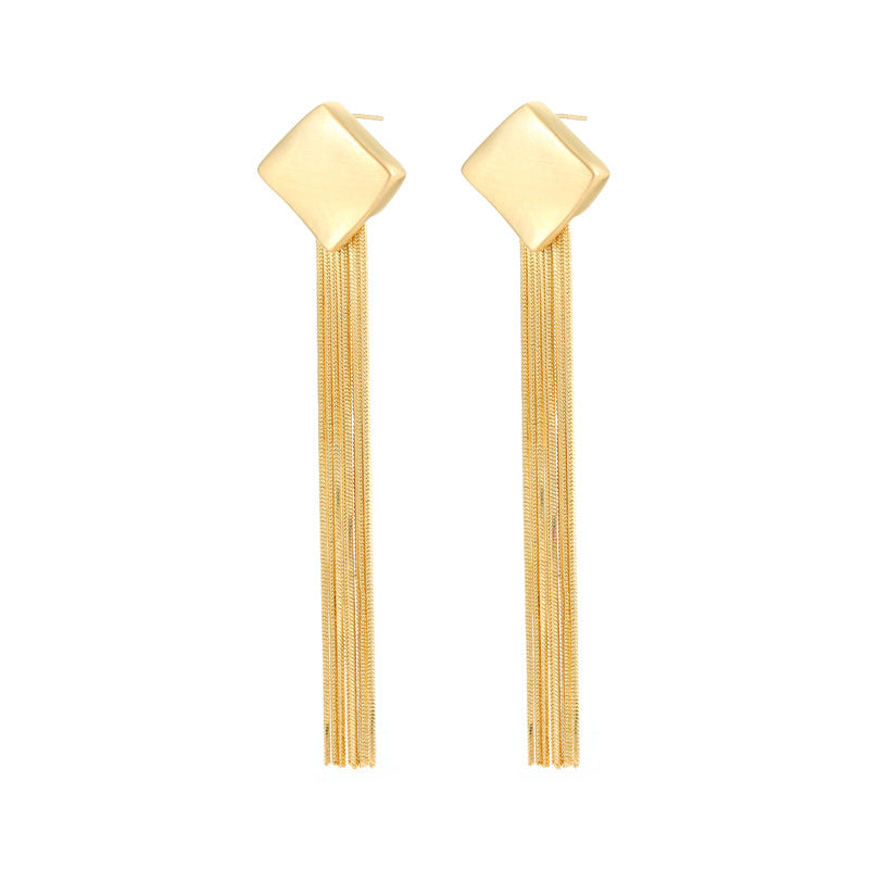 4 boucles d'oreilles à tige en diamant et chaîne serpent 14 carats GF