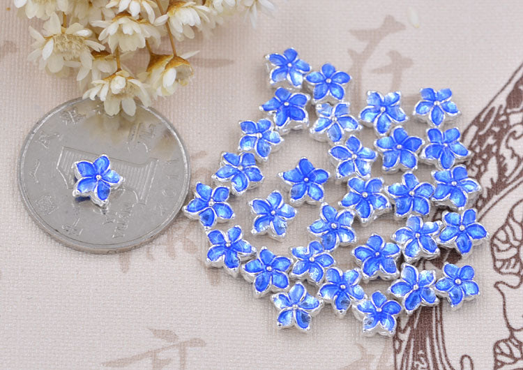 Argent sterling émail époxy plat perle florale entretoise S925 trouver