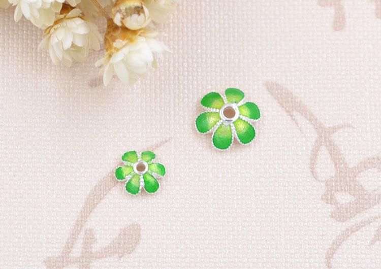 Enamel Epoxy Sterling Silver Floral Bead Cap Cup S925 Finding