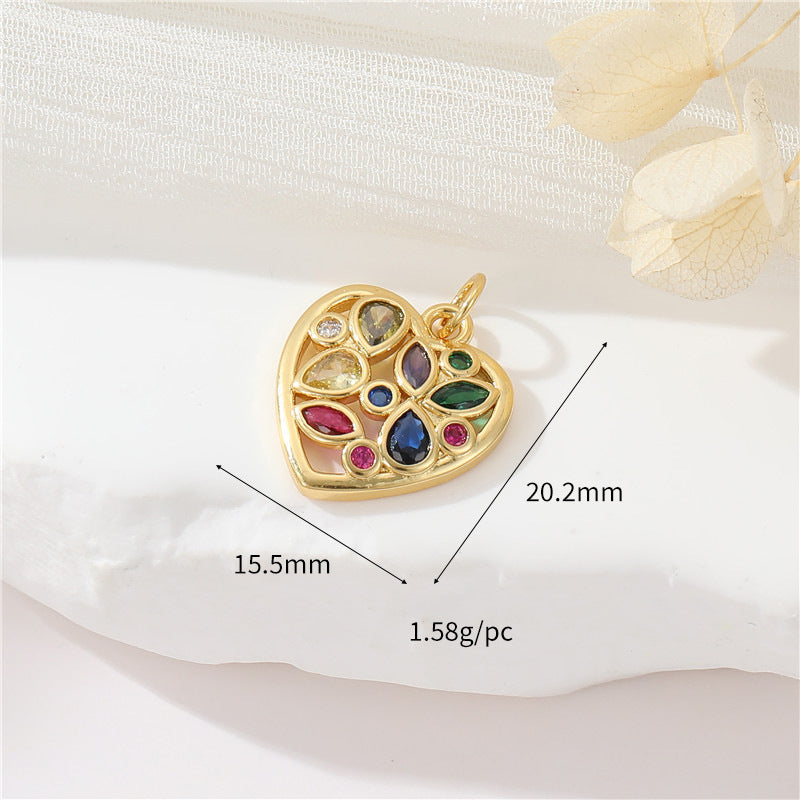 Pendentif à breloque 2 cœurs orné de strass 14K GF