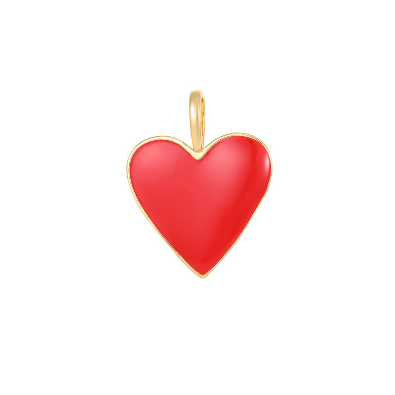 Pendentif à breloque 2 cœurs émail époxy 14K GF