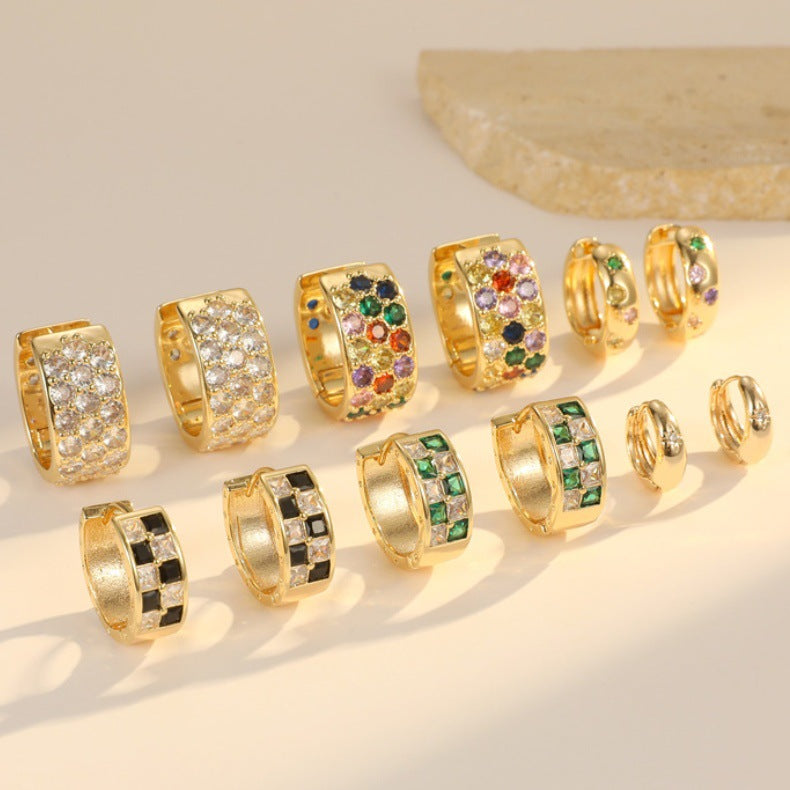 Boucles d'oreilles créoles à grille 4 étoiles ornées de strass 14K GF