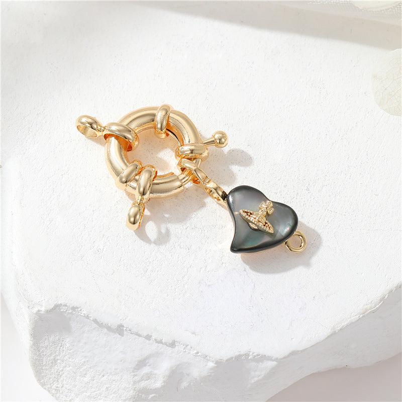 2 Saturn Crown Cable Chain Floral Wheel Lock OT Clasp 14K GF Resin Pearl Rhinestone Embellished Clasps Connector