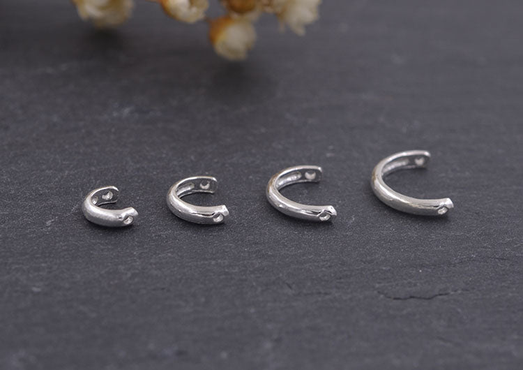 Argent sterling à travers le trou semi-rond cercle charme perle cadre perlage entretoise