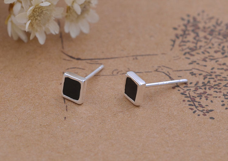 Boucles d'oreilles en argent Sterling émail époxy carré rond étoile coeur goutte d'eau Triangle S925