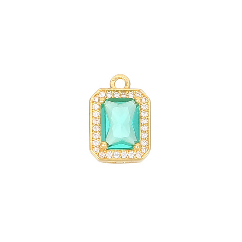 2 Oval Diamond Square Rectangle Charm Pendant Rhinestone Embellished 14K GF