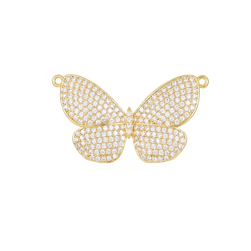 2 pendentifs à breloque papillon ornés de strass 14K GF