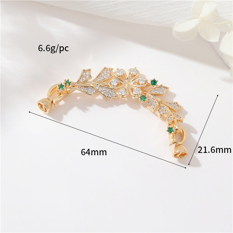 2 Schleife, Schmetterling, Blumen-Karabinerverschluss, Muschel-Strasssteinverzierung, 14-karätige GF-Federschnallenverschlüsse, Verbinder