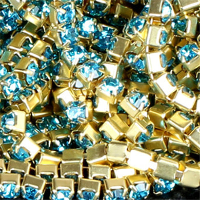 10 yd Colorful Rhinestone Cup Chain Gold Trim Metal Cup Close Chain Jewelry High Quality Wedding Veil Finding 2mm 2.5mm 2.8mm 3mm