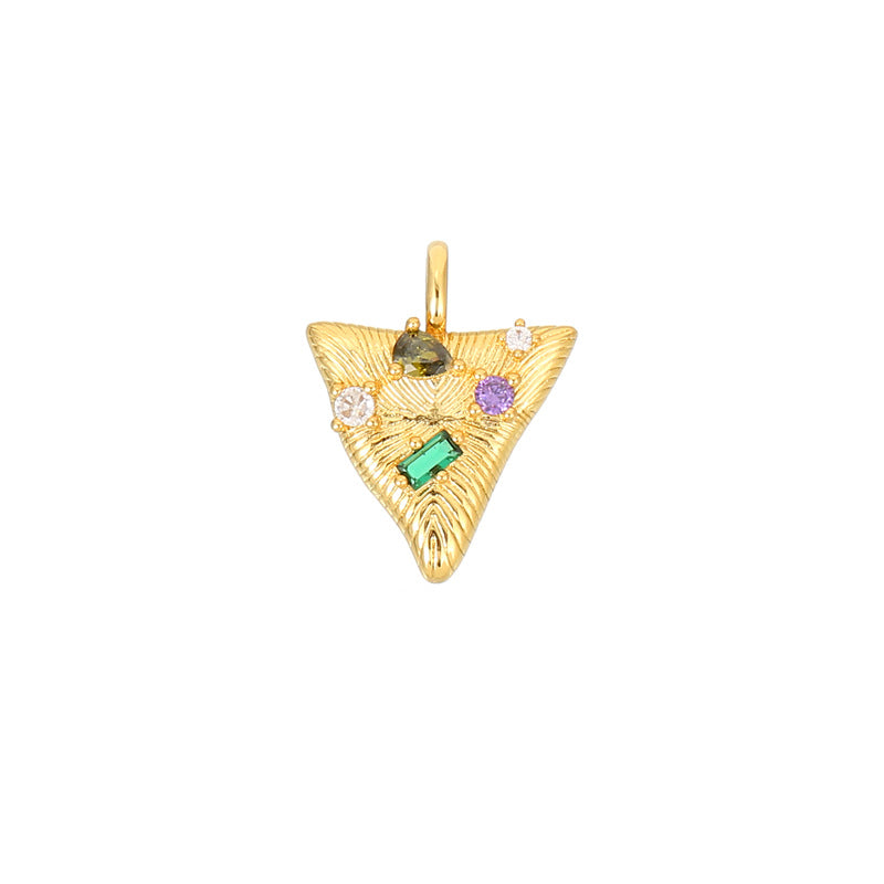 2 winzige Wolken-Dreieck-Oval-Rechteck-Stern-Charm-Anhänger mit Strasssteinen verziert, 14 Karat GF