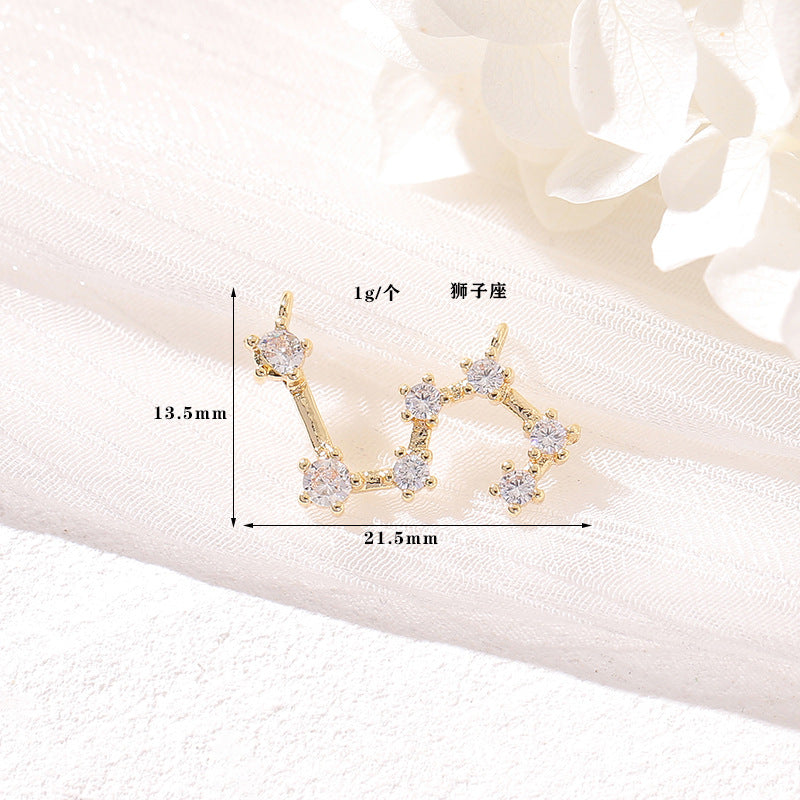 Pendentif à breloque zodiaque 2 étoiles orné de strass 14K GF