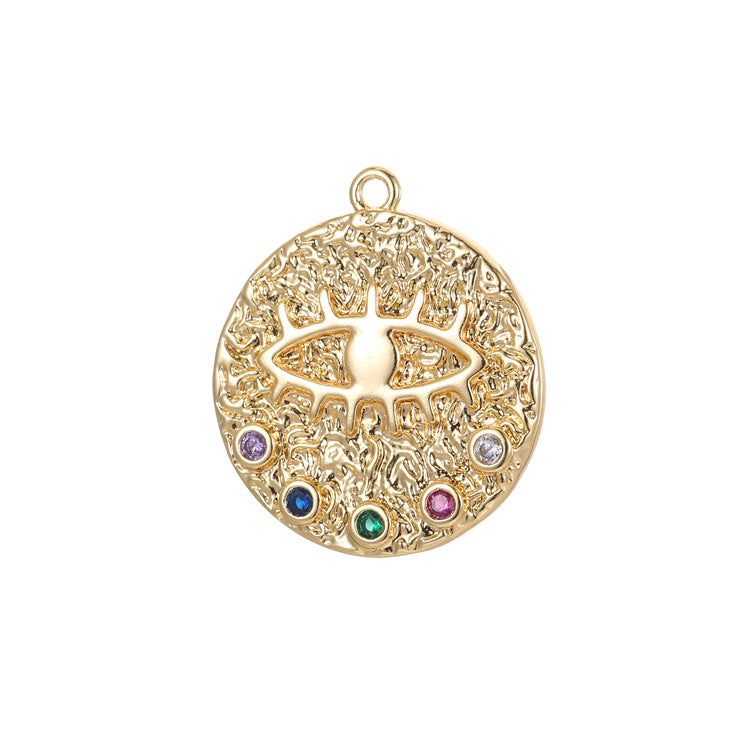 2 Apollo Eye Smile Face Angel Caesar Coin Charm Pendentif Strass Embelli 14K GF