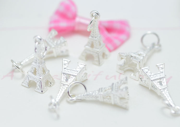 Sterling Silver Tiny Tower Charm Pendant S925 Finding