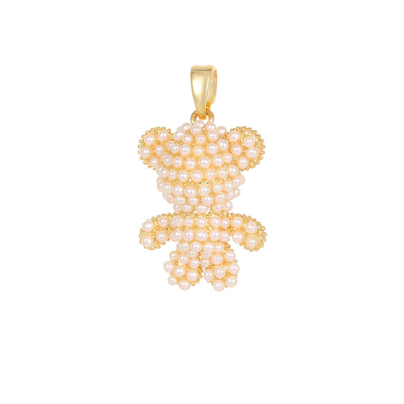 Pendentif à breloque 2 ours orné de strass 14K GF