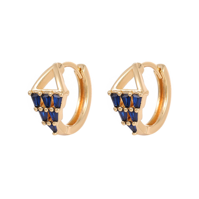 4 boucles d'oreilles triangle créoles trapèze ornées de strass 14K GF