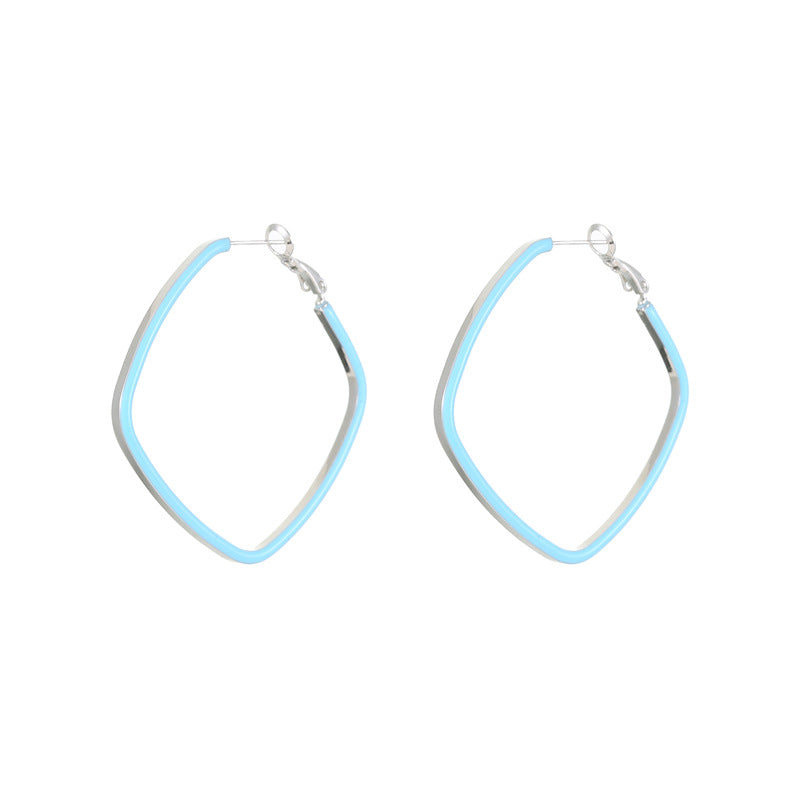 4 Square Circle Hoop Earrings Enamel Epoxy 14K GF Earing