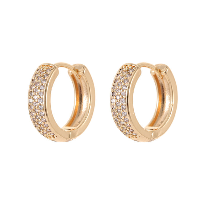 4 boucles d'oreilles créoles rondes ornées de strass 14K GF Earing