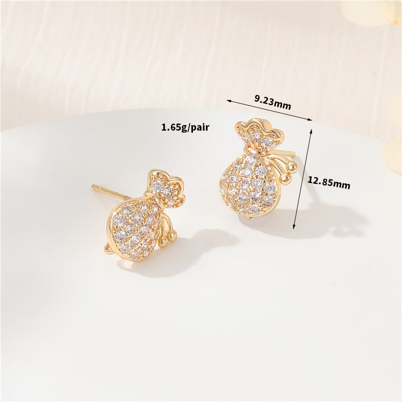 4 éventails papillon Floral Moneybag feuille boucles d'oreilles strass perle embellie 14K GF boucle d'oreille demi-percée perle perle vierge