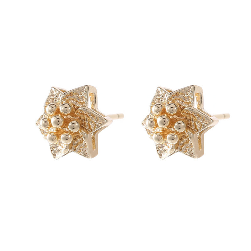 4 boucles d'oreilles à tige florales en cercle ovale avec boucle d'oreille 14K GF