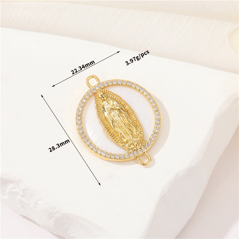 2 Jesus Cupid Mama Sun Snake Charm Pendant Rhinestone Embellished 14K GF