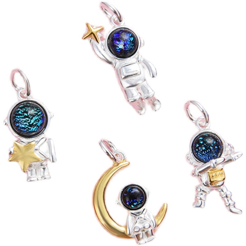 Sterling Silver Astronaut Charm Pendant S925 Finding