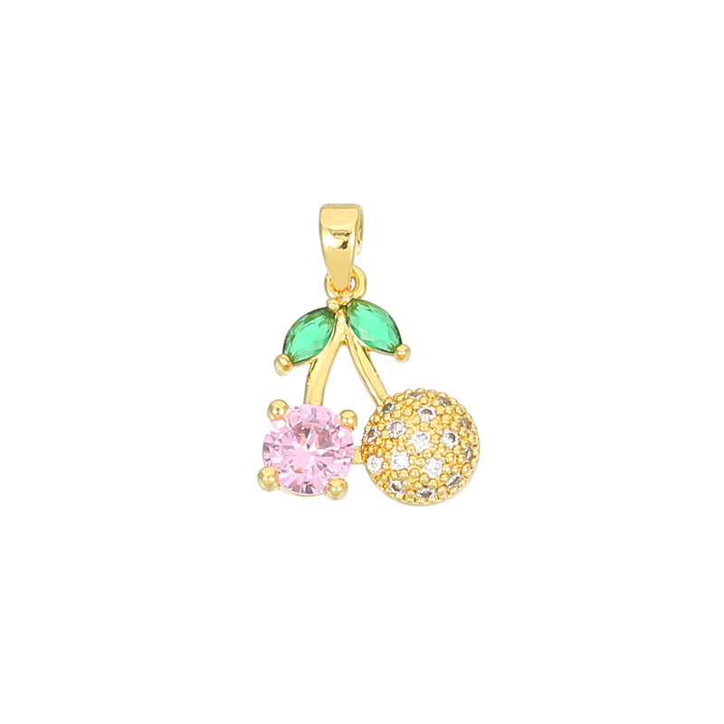 2 pendentifs à breloque en forme d'éventail de papillons floraux de cerise en demi-cercle ornés de strass 14K GF