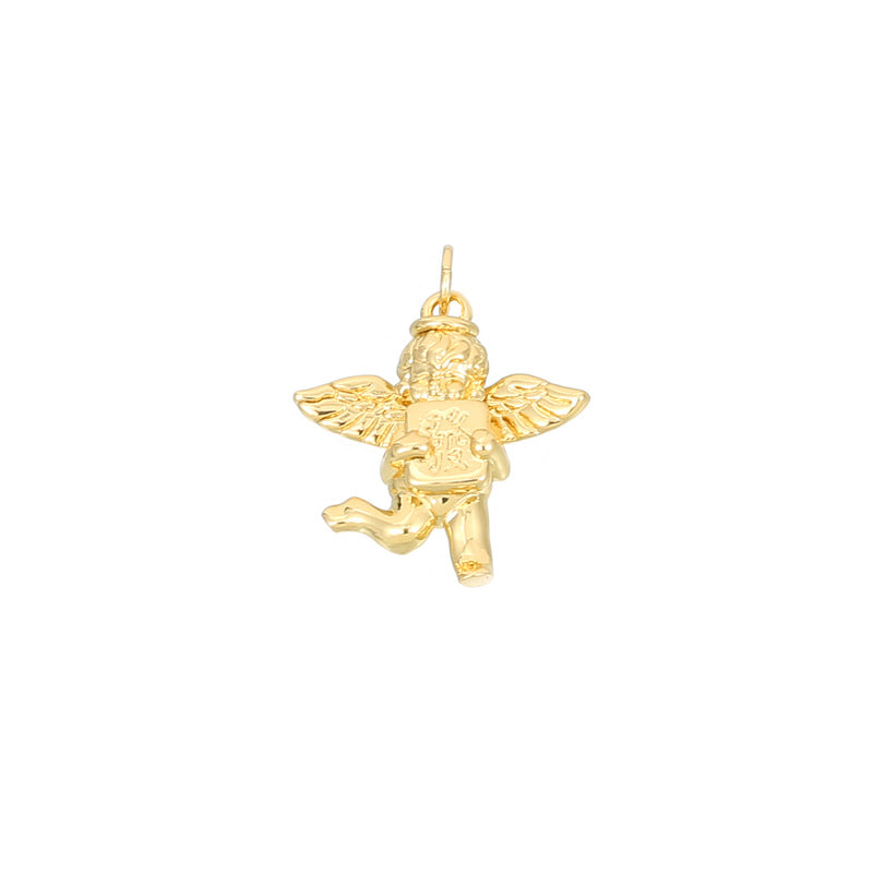 Pendentif à breloque 2 anges Cupidon 14K GF