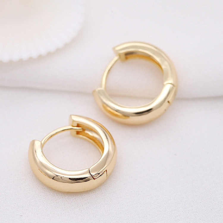 4 boucles d'oreilles créoles rondes brillantes 14K GF