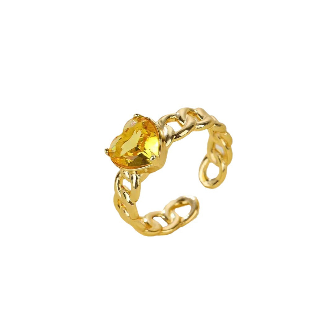 2 Statement-Ringe mit offener Kreis-Kabelkette und 14-karätigem GF mit Strasssteinen