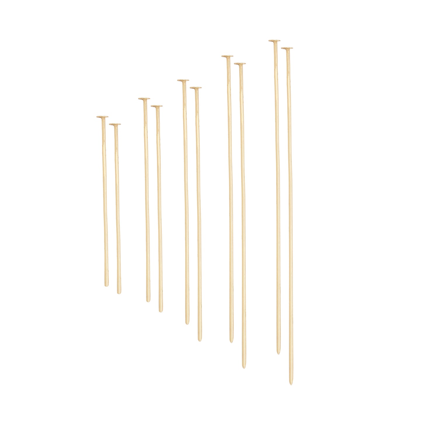 Bulk 100 Plain T Flat Top Round Bead Eye Pin Head Pins 14K GF