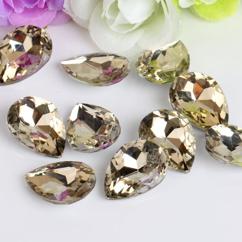 Bulk 100 Faceted Waterdrop Pointed Culet Clear Rhinestone Glass Jewelry Finding 6x8mm 8x13mm 7x10mm 10x14mm 13x18mm 18x25mm 20x30mm