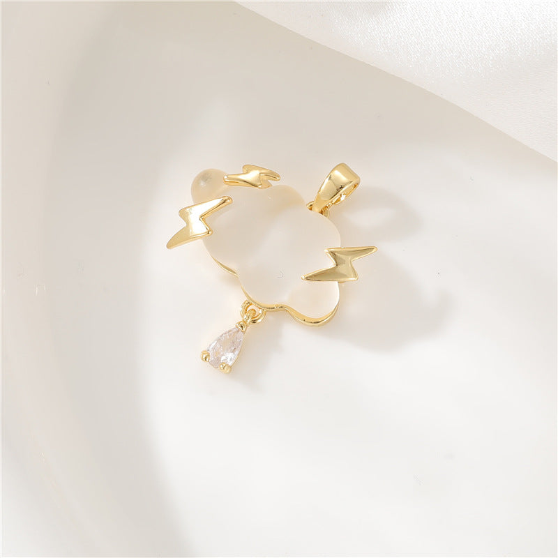 2 Méduses Floral Nuage Coeur Charme Pendentif Strass Incrusté 14K GF