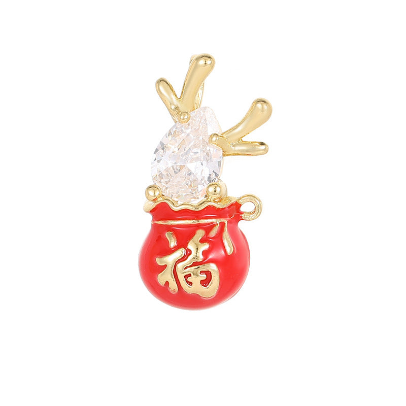 2 Pendentif Charme Fantôme Émail Époxy 14K GF Strass Embelli