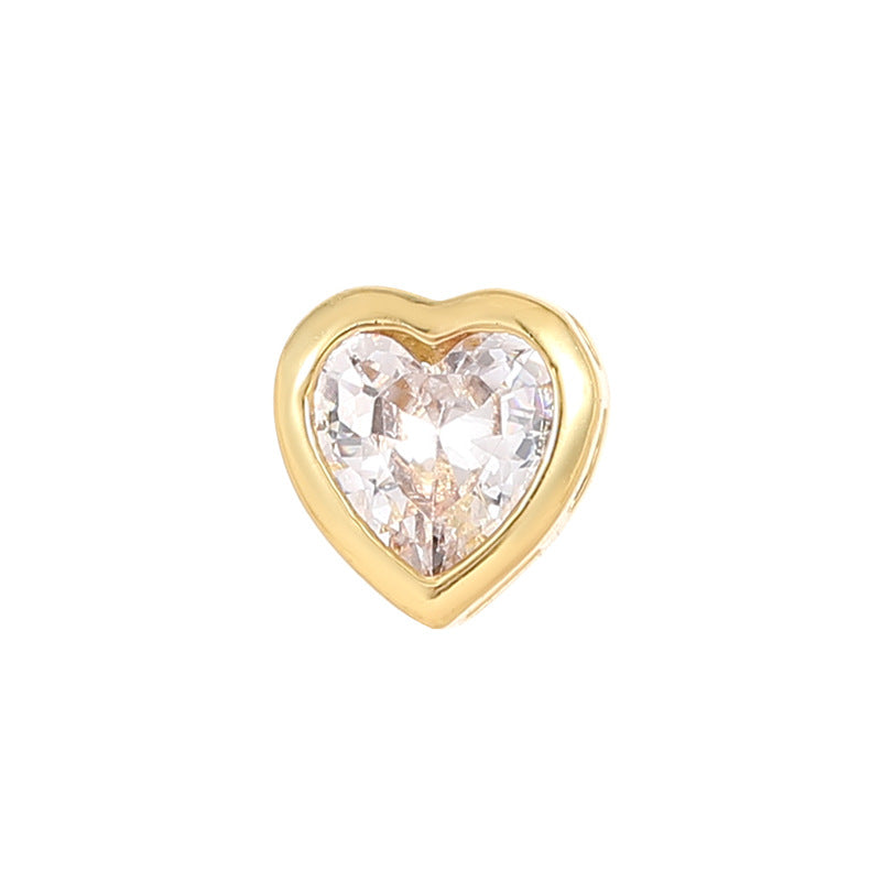 Perle ronde à 2 cœurs 14K GF, breloque strass embellie, entretoise de perles