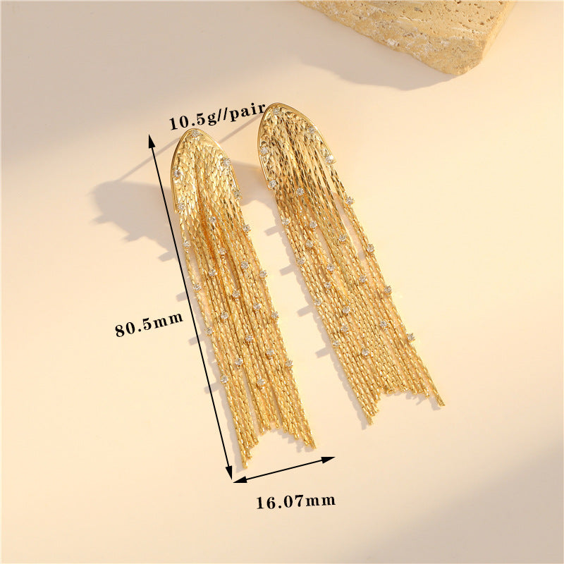 4 boucles d'oreilles à pampilles en chaîne serpent, ornées de strass, boucles d'oreilles 14K GF
