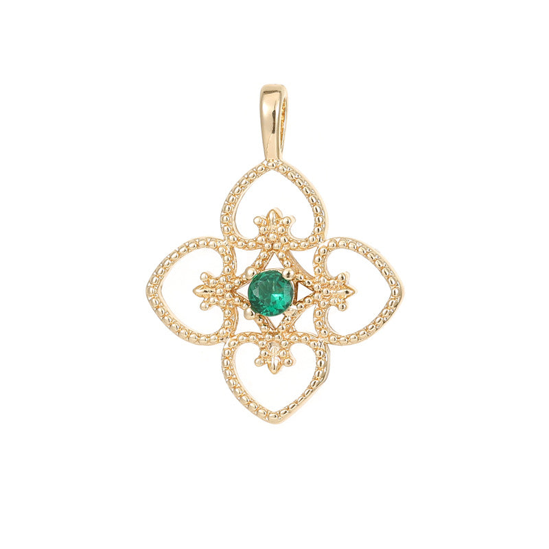 2 pendentifs à breloque florale creuse ornés de strass 14K GF