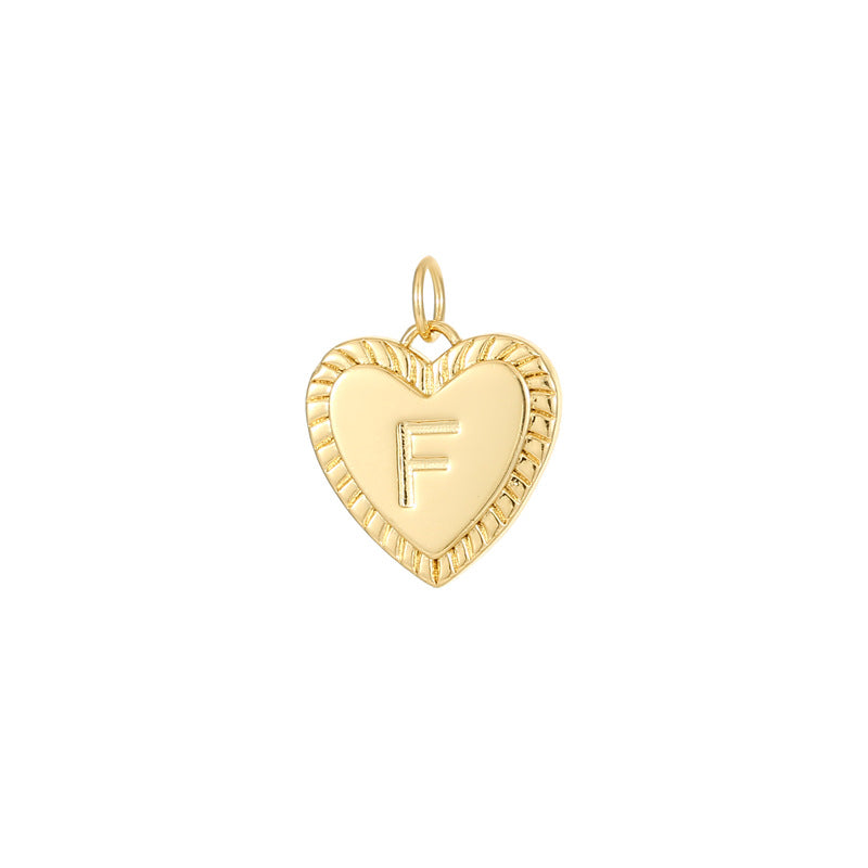Pendentif à breloque 2 coeurs initiales Alphabet AZ 14K GF