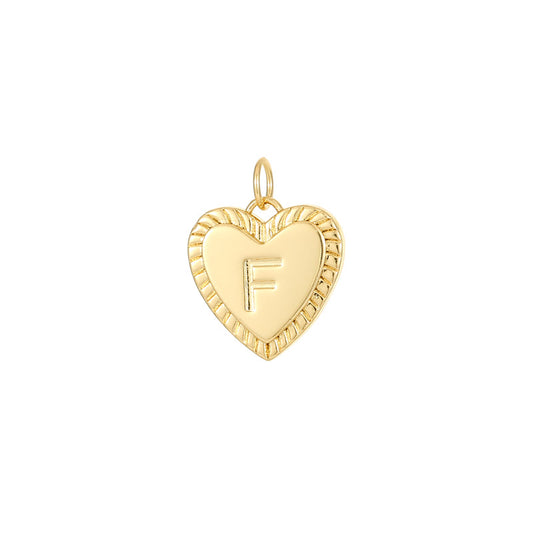 Pendentif à breloque 2 coeurs initiales Alphabet AZ 14K GF