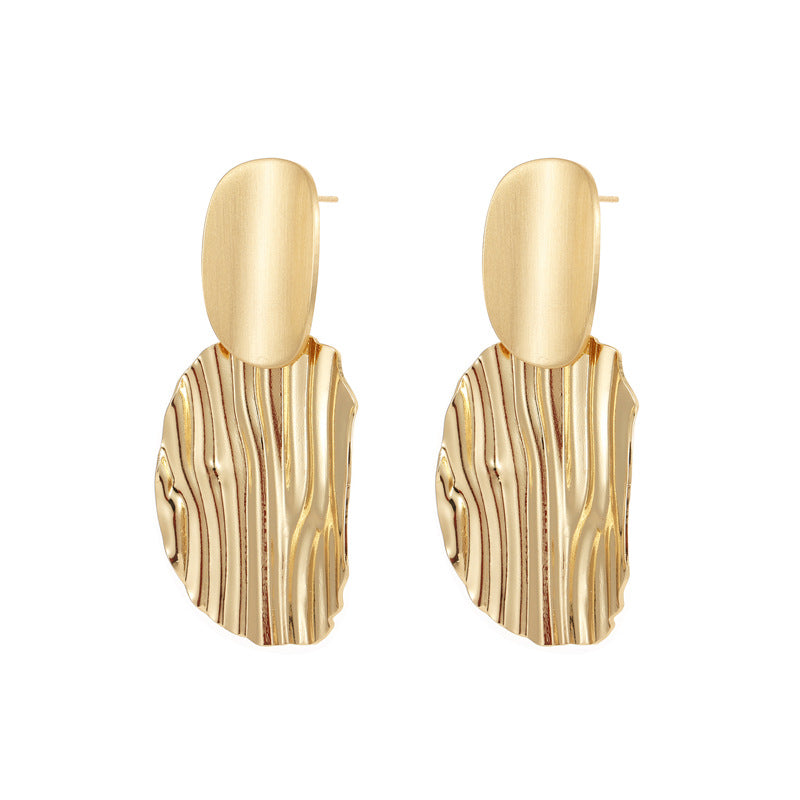 4 boucles d'oreilles à tige ovales martelées 14K GF Earing