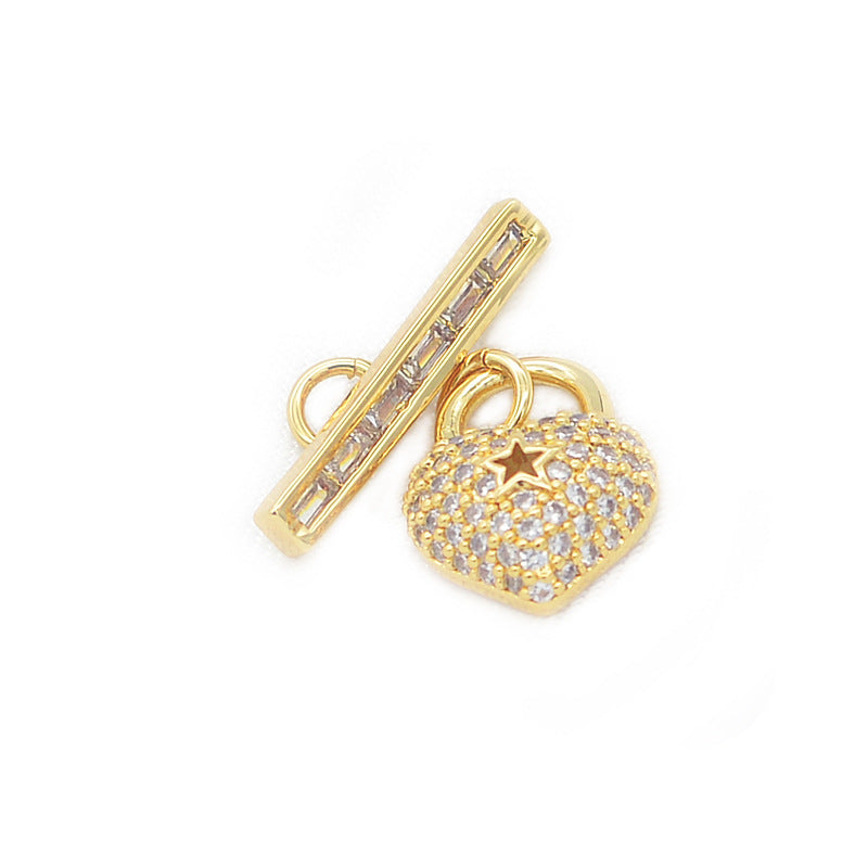 Connecteur de fermoirs ornés de strass 2 cœurs OT, 14K GF