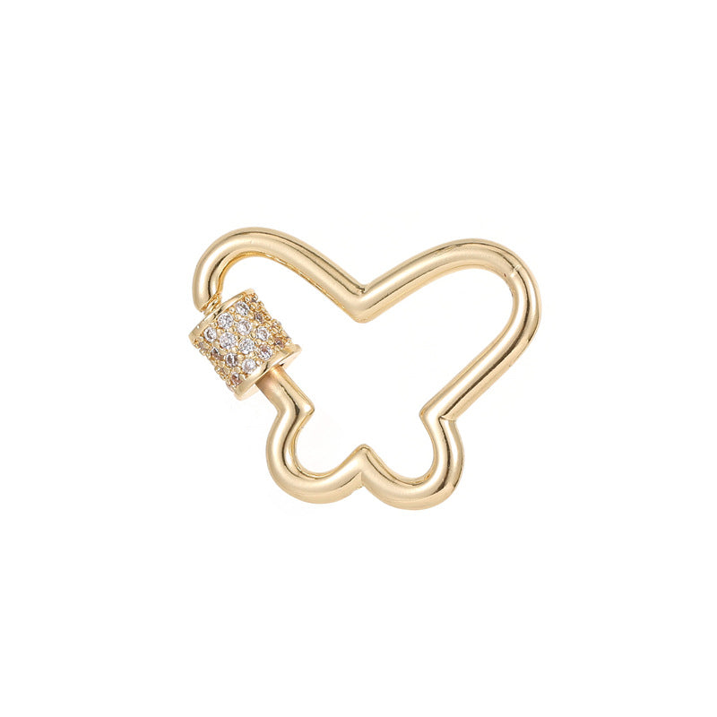 Fermoir OT à 2 cercles floraux, connecteur de fermoirs papillon à vis 14K GF